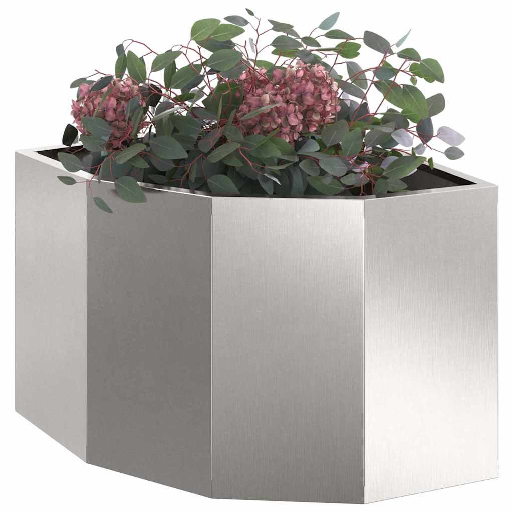 Macetero De Esquina Plateado 45 X 45 X 35 Cm Acero Inoxidable_2