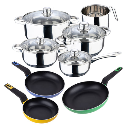Set 12 Piezas, Batería De Cocina En Acero Inoxidable