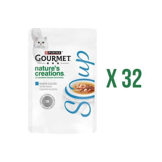 Pack 32 x GOURMET Nature's Creations Soup atún natural y guarnición de gambas 40 g