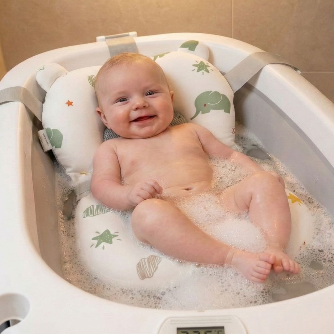 Cojín De Baño Antideslizante Con Estampado De Elefantes Para Bebés, Cómodo Y Seguro Bathby_1