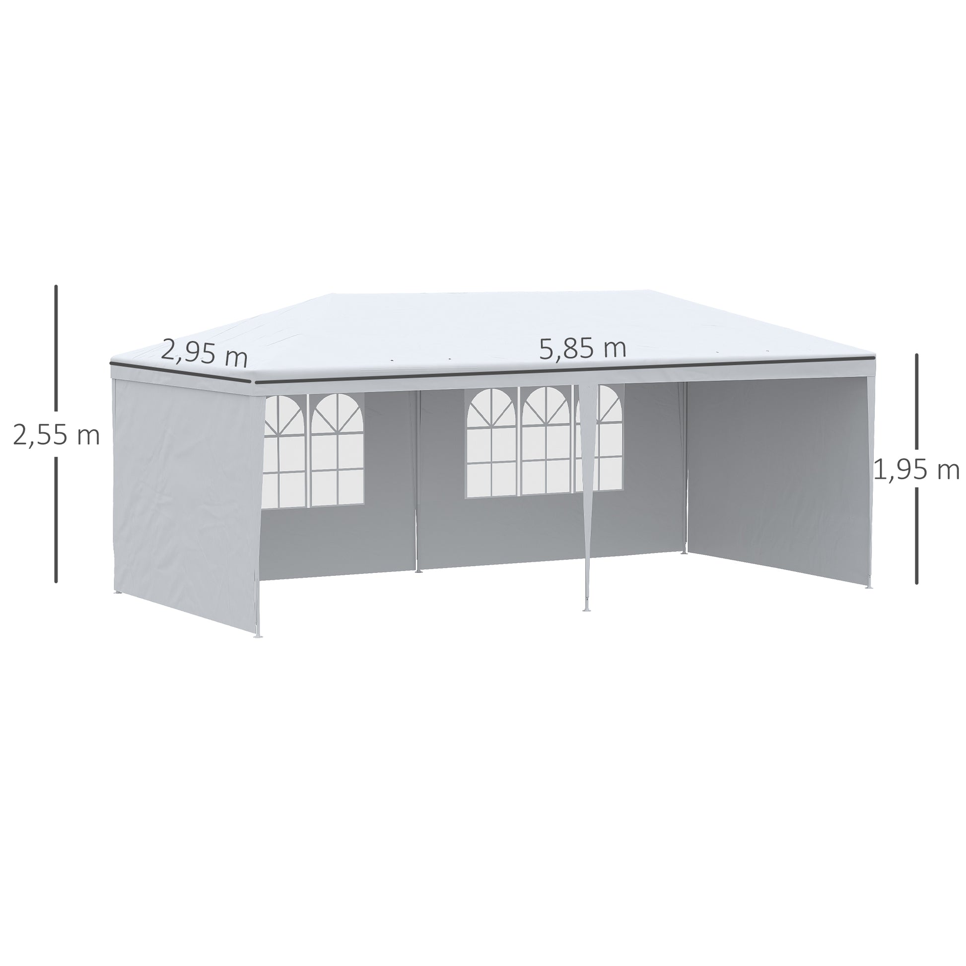 Outsunny Carpa De Jardín 6x3m Con 4 Paredes Laterales 2 Ventanas Visibles Blanco_2