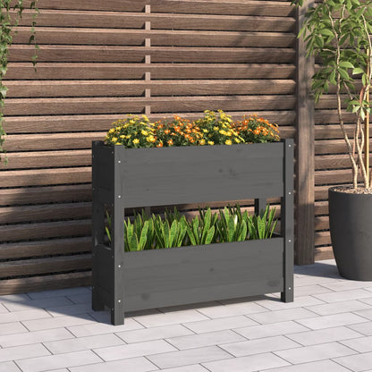 Jardinera De Madera Maciza De Pino Gris 77x25x66 Cm_1