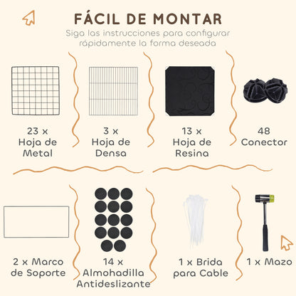 Pawhut Valla Para Mascotas De Bricolaje Con 3 Nidos Recinto Para Conejos Negro_4