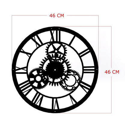 Reloj De Pared Circular Metal Estilo Engranajes_1