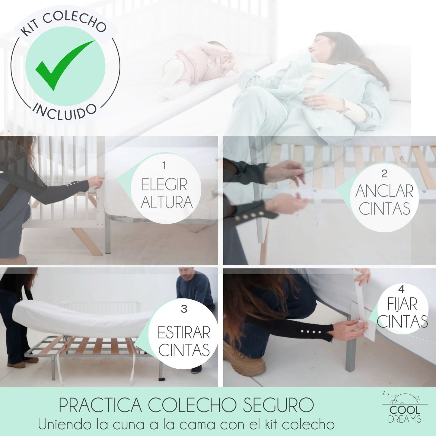 Cuna Colecho De Bebé Laponia Color Natural 120x60 Cm Madera De Haya, 3 Alturas De Somier Y 4 Ruedas Con Freno_1