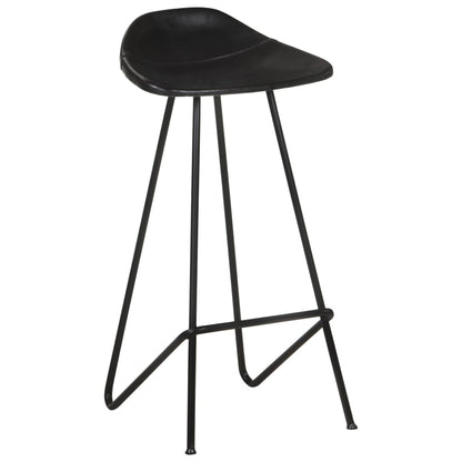 Taburetes De Cocina 2 Unidades Cuero Auténtico Negro_1