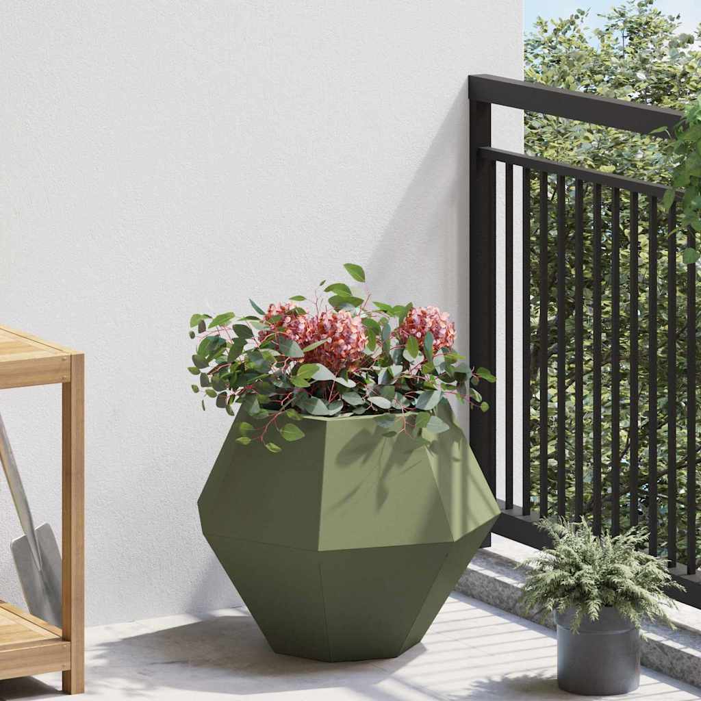 Jardinera 2 Pcs Verde Oliva 50 X 50 X 40 Cm Acero_3
