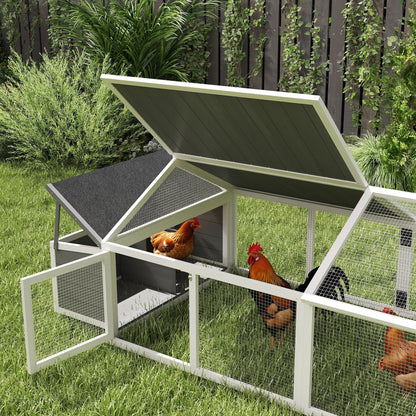 Pawhut Gallinero De Madera 240x112,5x76 Cm Con Techo Abatible Y Nido Blanco_4