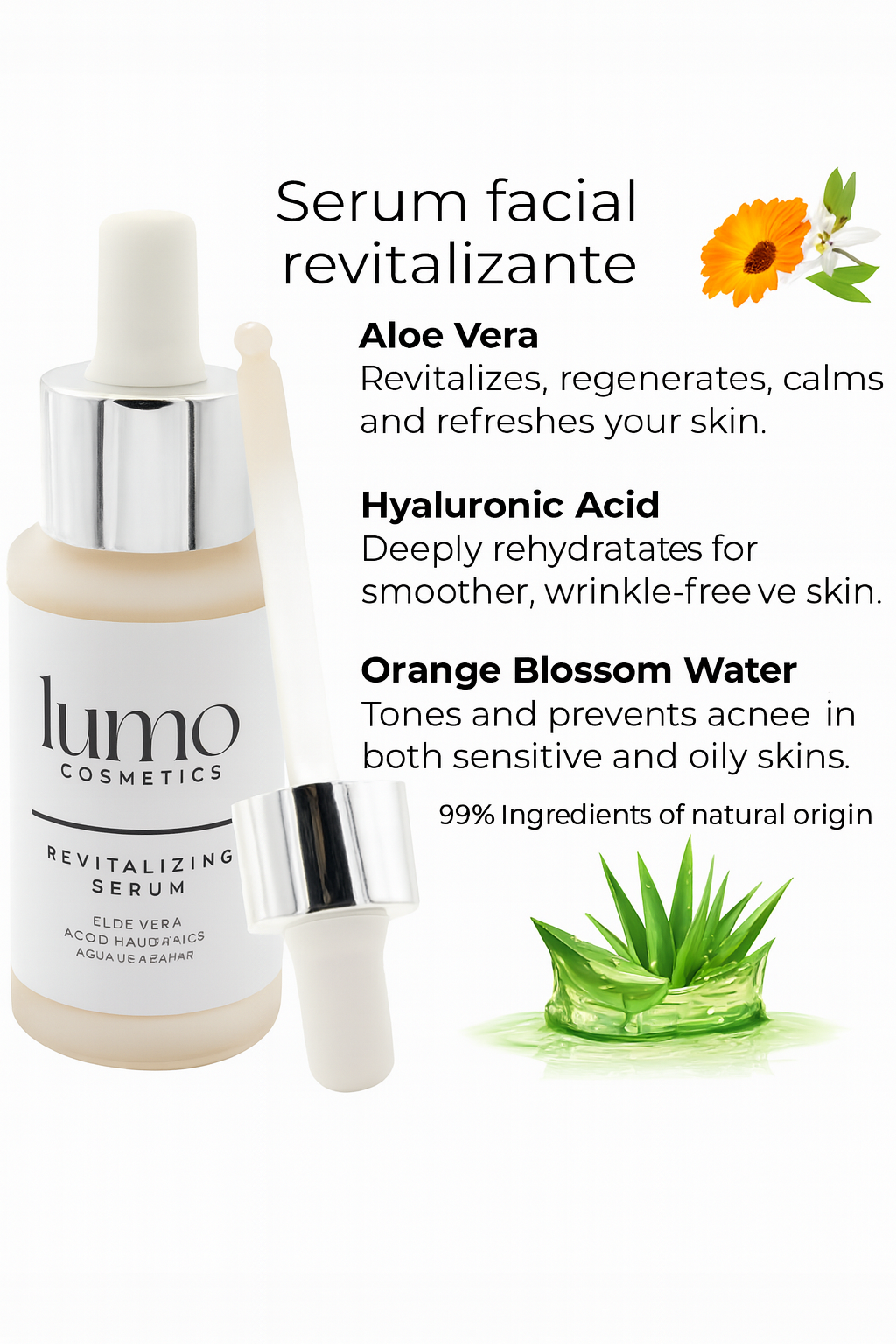 Sérum Ácido Hialurónico 30 ml | Hidratante Facial Natural con Aloe Vera y Agua de Azahar_4