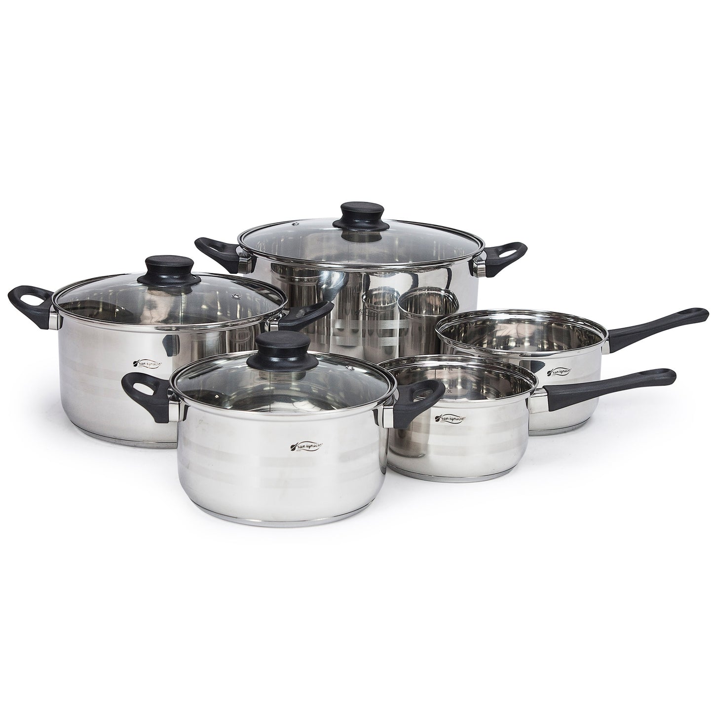 Bateria De Cocina 8 Piezas San Ignacio En Acero Inoxidable Con Juego De Sartenes Premium (20,24 Y 28 Cm) En Aluminio Forjado_3