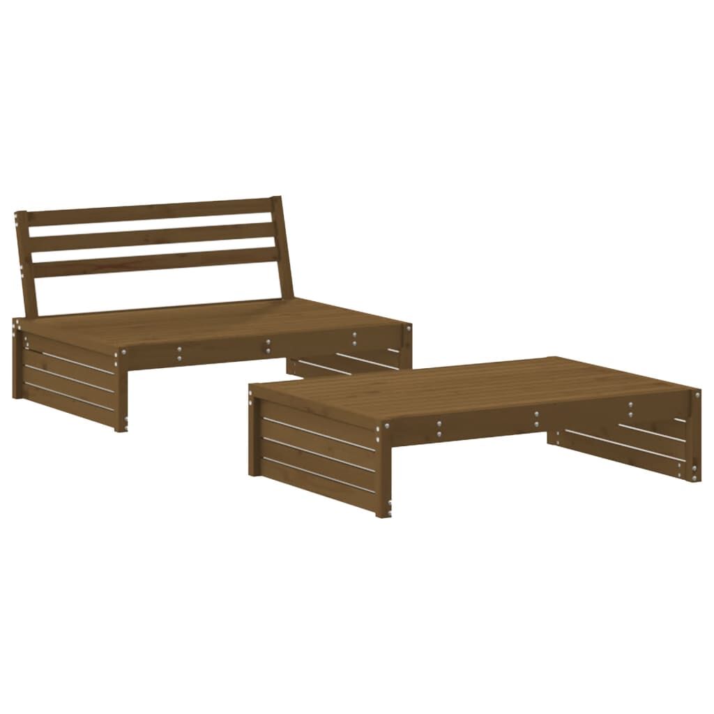 Vidaxl Juego De Muebles Jardín 2 Pzas Madera Maciza Pino Marrón Miel_0