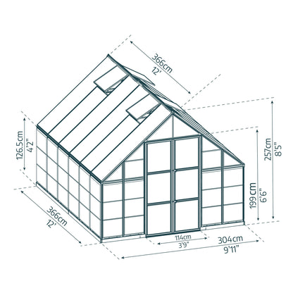 Invernadero de jardín Balance 366x304x257 cm plateado Canopia by Palram