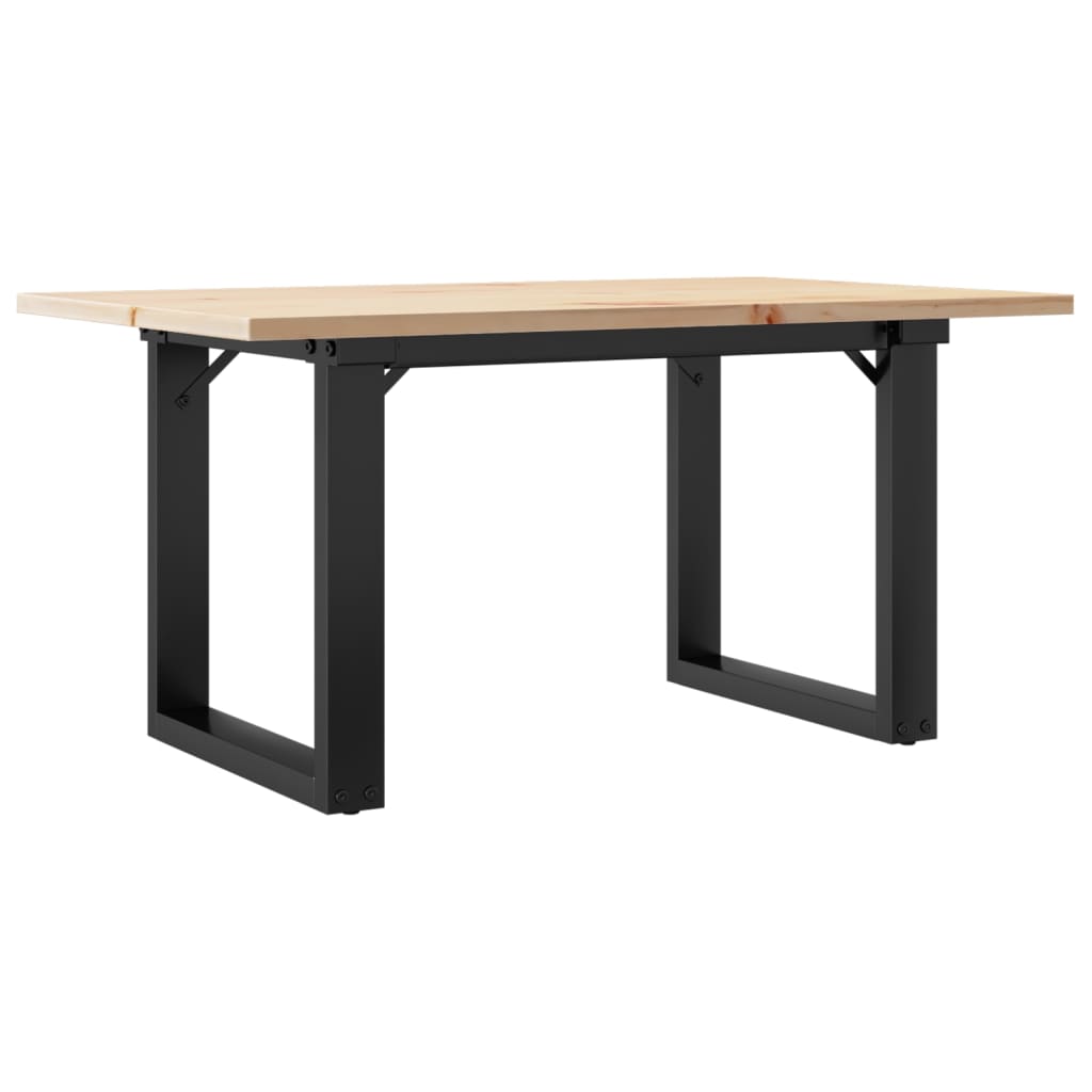 Mesa De Centro Marco O Madera Maciza Pino Y Acero 80x50x40 Cm_0