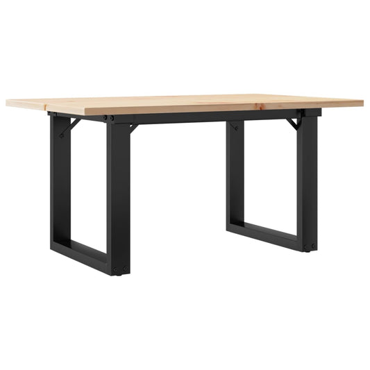 Mesa De Centro Marco O Madera Maciza Pino Y Acero 80x50x40 Cm_0