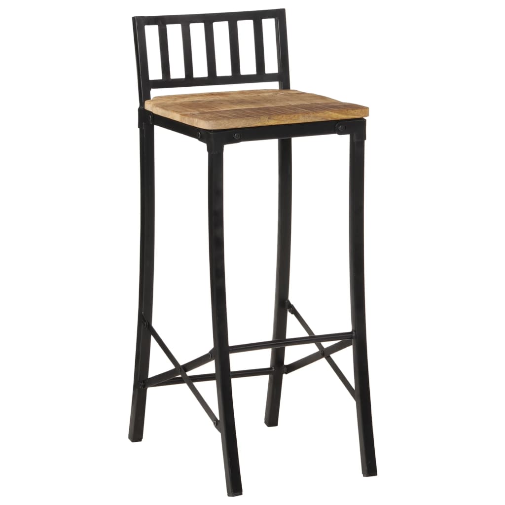 Taburetes Altos 2 Uds Madera Maciza De Mango Rugosa_0