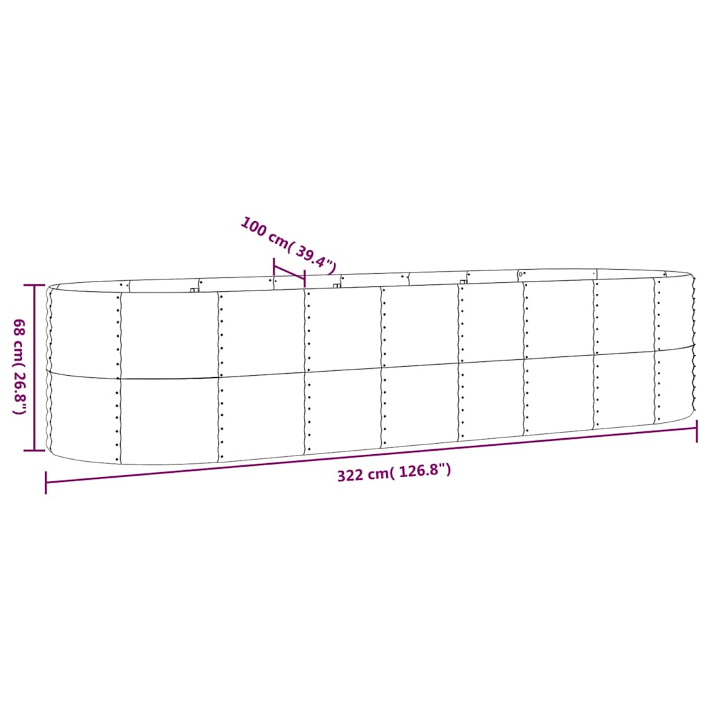 Jardinera Arriate Acero Galvanizado Antracita 322x100x68cm_5