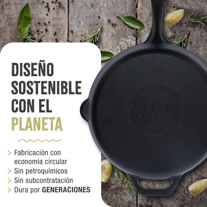 Victoria Sartén Hierro Fundido Esmaltado Inducción 25cm, Apta Fuego, Barbacoa, Horno Cast Iron Skillet, 36270, Negro_5