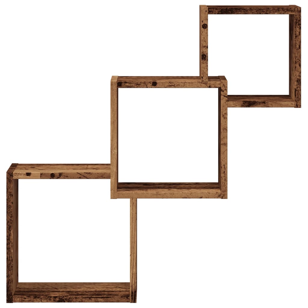 Estante Pared De Cubo Madera Ingeniería Envejecida 68x15x68cm / Vetonek_4