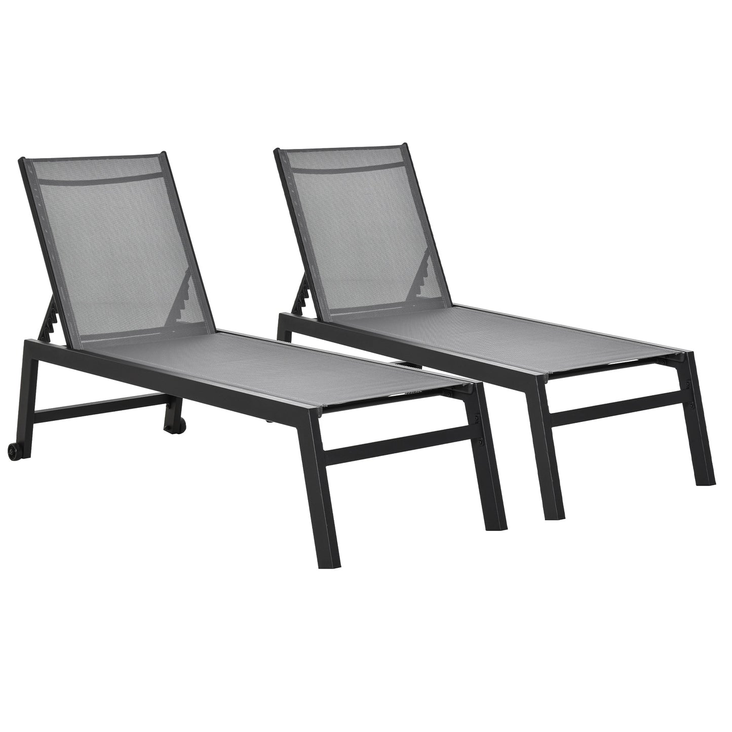 Outsunny Conjunto De 2 Tumbonas De Jardín De Aluminio 169x65x102 Cm Gris_0