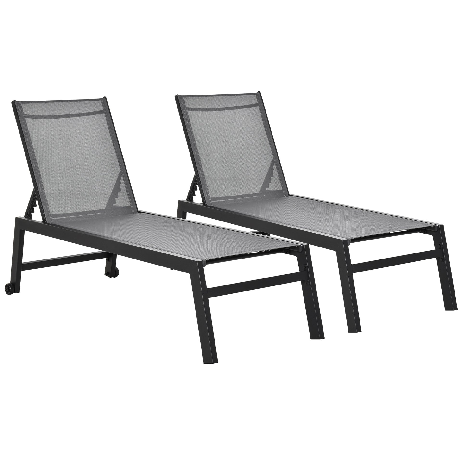 Outsunny Conjunto De 2 Tumbonas De Jardín De Aluminio 169x65x102 Cm Gris_0