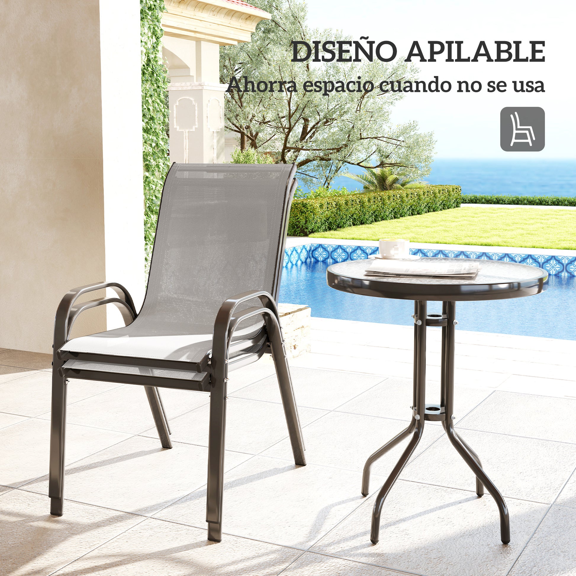 Outsunny Conjunto De Mesa Y Sillas De Terraza Exterior De 3 Piezas_4