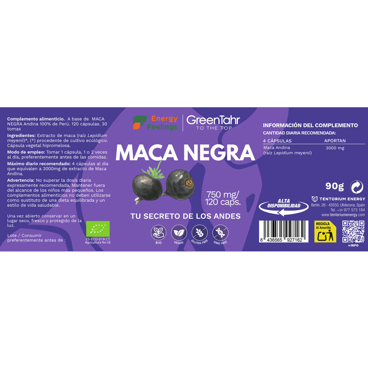 Maca Negra ECO Energy Feelings 120 cápsulas