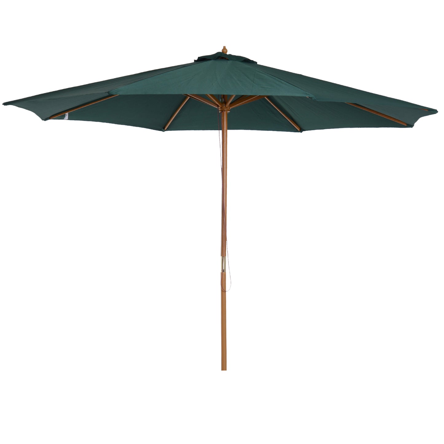 Outsunny Sombrilla Parasol Verde Diámetro 3m Madera Terraza Jardín Piscina_0