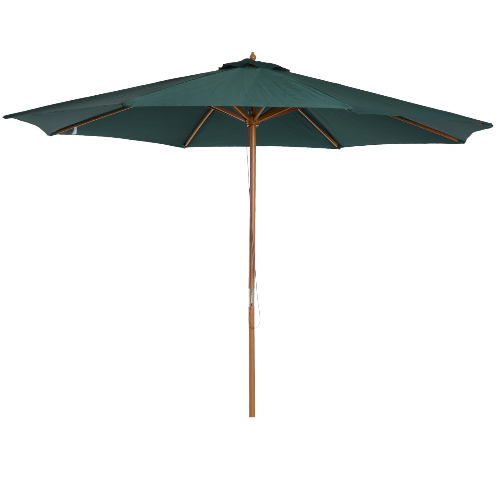 Outsunny Sombrilla Parasol Verde Diámetro 3m Madera Terraza Jardín Piscina_0