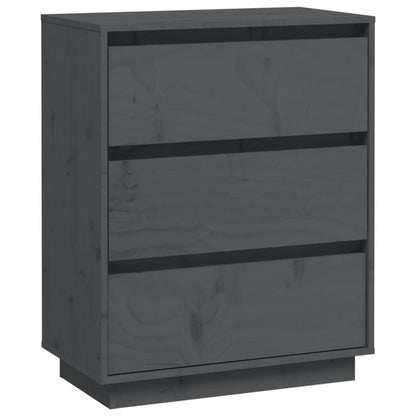 Aparador De Madera Maciza De Pino Gris 60x34x75 Cm / Vetonek_0