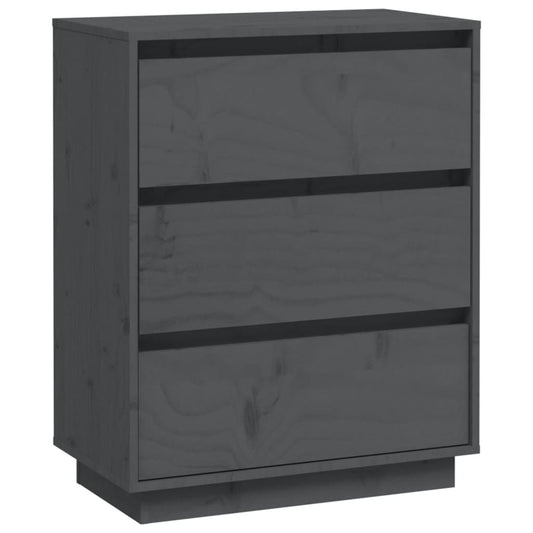 Aparador De Madera Maciza De Pino Gris 60x34x75 Cm / Vetonek_0