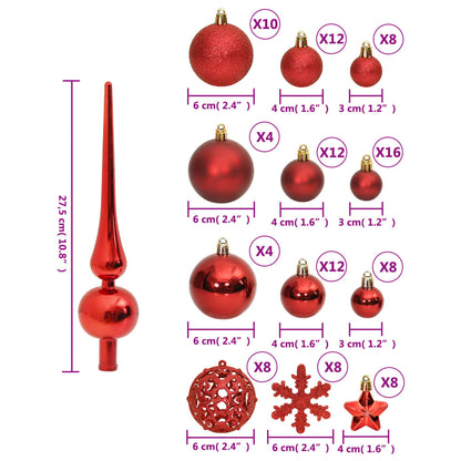 Vidaxl Juego De Bolas De Navidad 111 Pzas Poliestireno Rojo_2