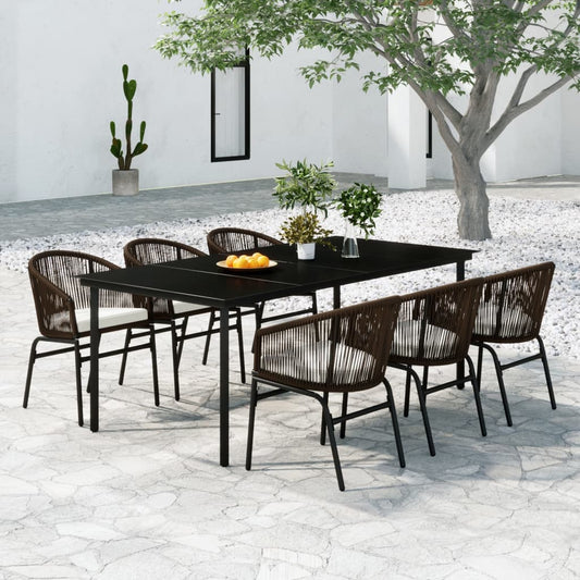 Juego De Comedor De Jardín 7 Piezas Marrón / Vetonek_0