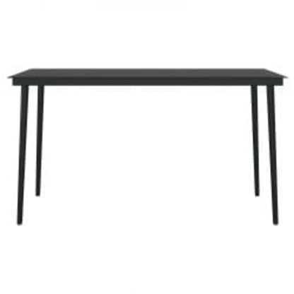 Juego De Comedor De Jardín 7 Piezas Con Cojines Negro / Vetonek_3