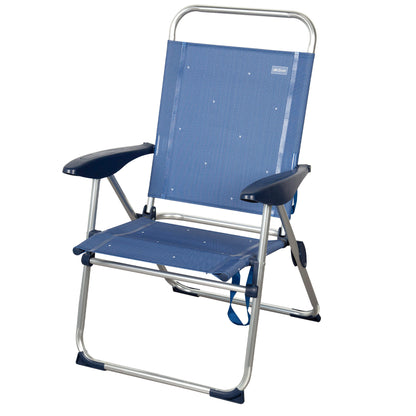 Aktive Silla Plegable De Playa Con 4 Posiciones, Estructura De Aluminio Y Textileno Azul_0