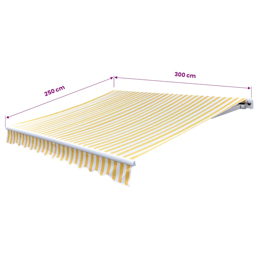 Toldo Plegable De Operación Manual 300 Cm Amarillo Y Blanco_5