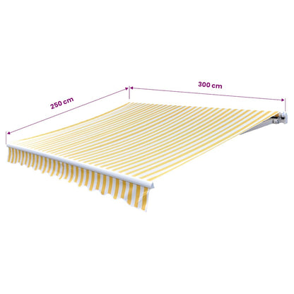 Toldo Plegable De Operación Manual 300 Cm Amarillo Y Blanco_5