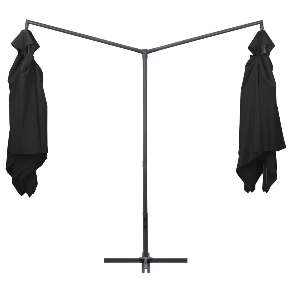 Sombrilla Doble De Jardín Palo De Acero Negro 250x250 Cm_1