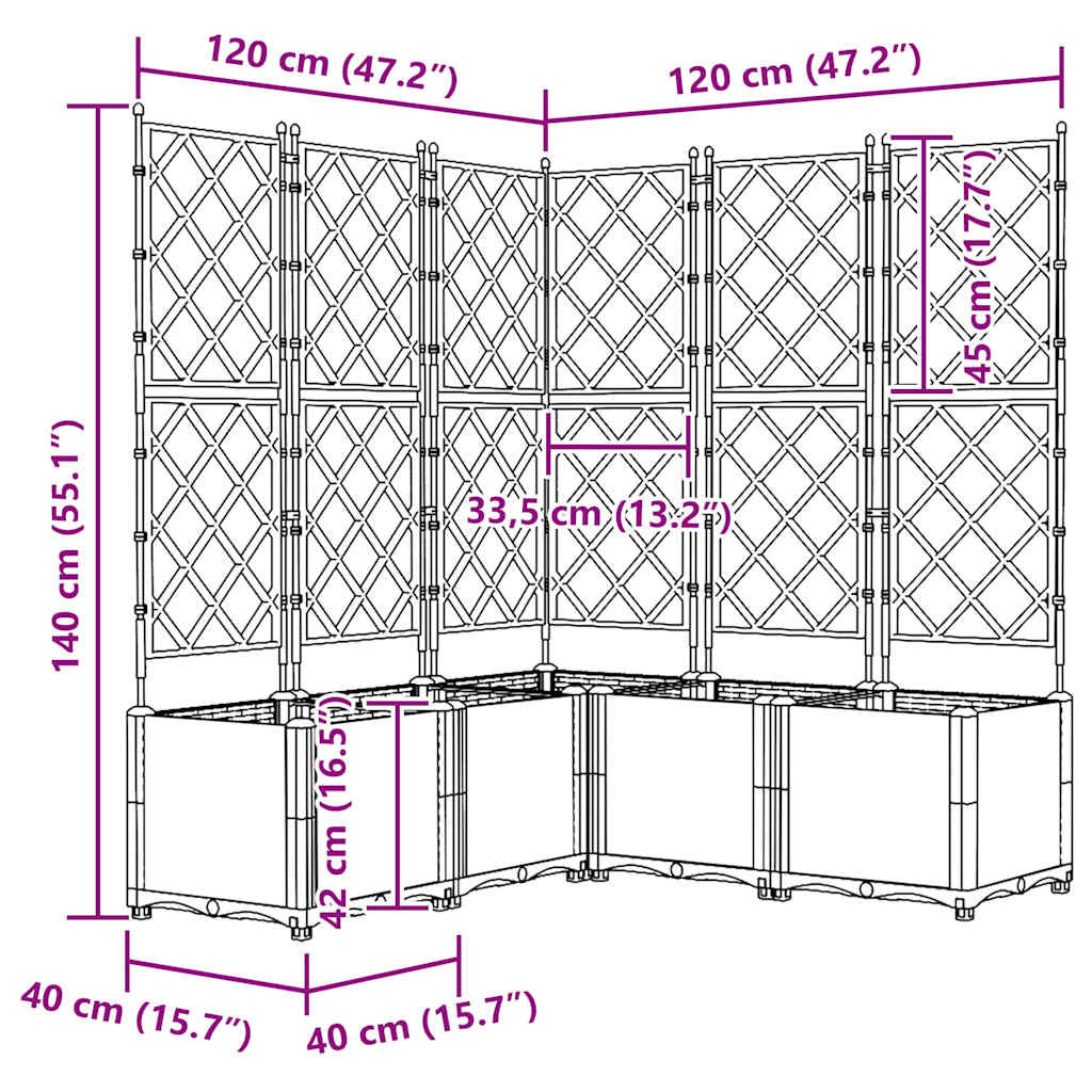 Vidaxl Maceta De Jardín Con Enrejado 5 Pcs Blanco 120 X 120 X 143 Cm_2