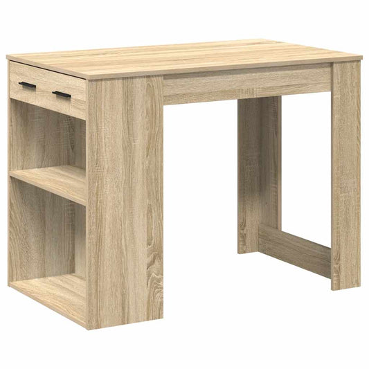 Escritorio Con Cajón Estante Madera Contrachapada Roble Sonoma_0