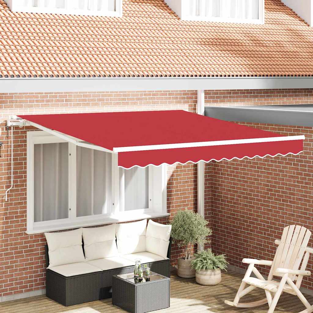 Toldo Retráctil Rojo 350 X 250 Cm Tela Y Aluminio_1