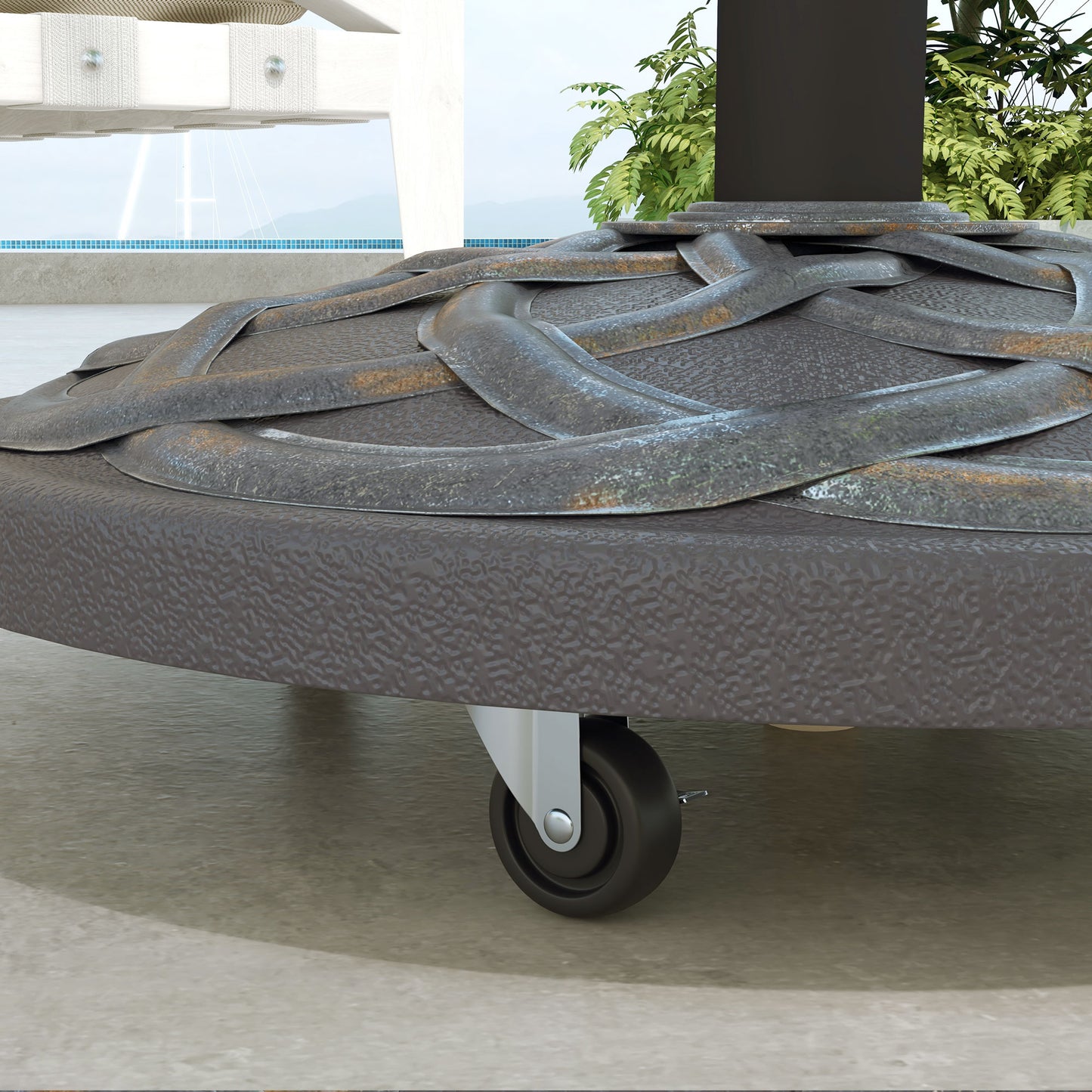 Outsunny Base De Sombrilla Peso 25 Kg Con 4 Ruedas Ø52x38 Cm Bronce_4