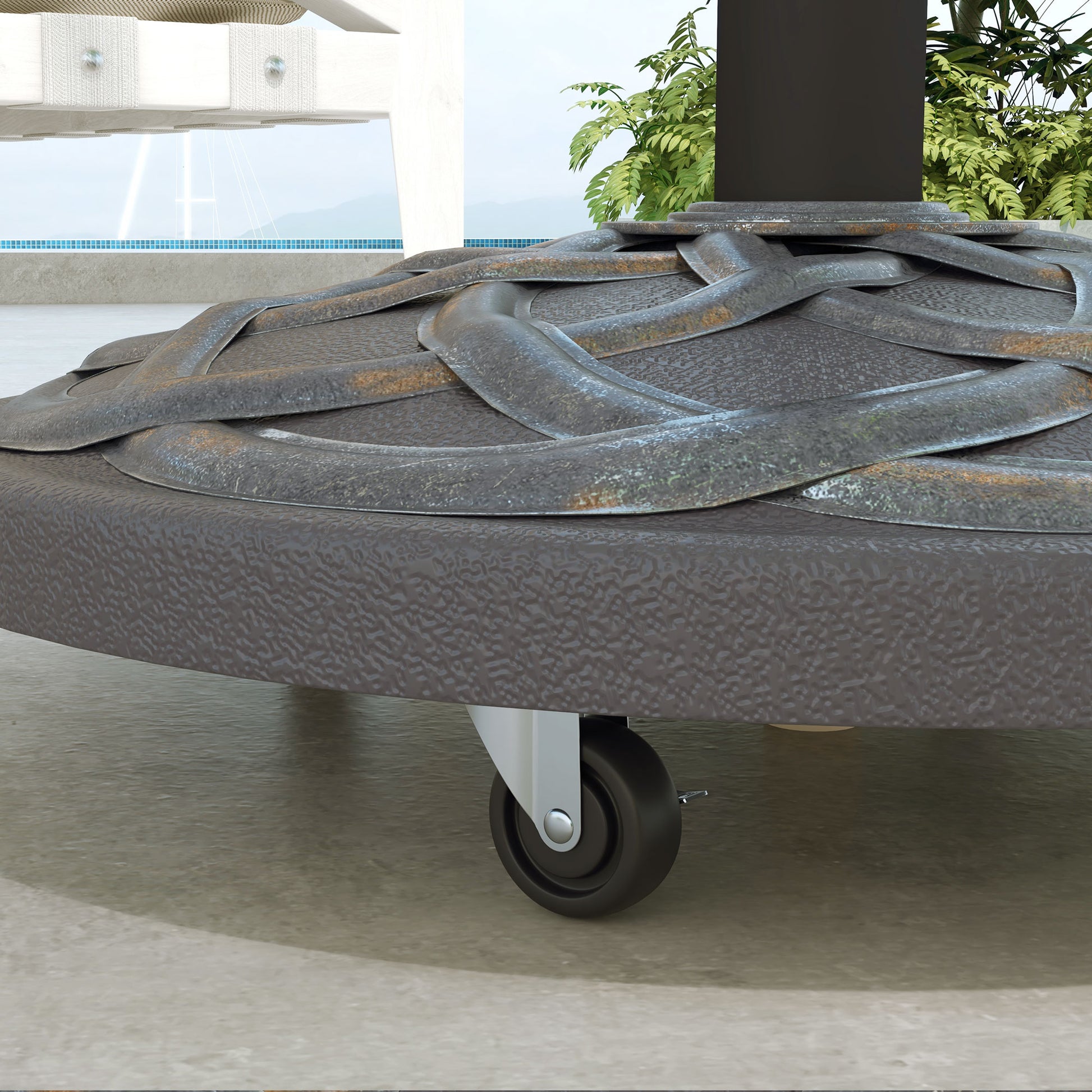 Outsunny Base De Sombrilla Peso 25 Kg Con 4 Ruedas Ø52x38 Cm Bronce_4