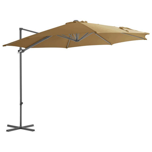 Vidaxl Sombrilla De Jardín Voladiza Con Palo De Acero Taupe 300 Cm_0