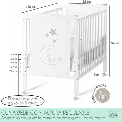 Cuna Convertible Indi Estilo Nórdico, Madera De Haya, Con Barandillas, Colchón Morfeo Y Funda De Colchón Impermeable_4