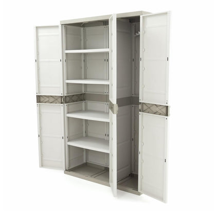 Armario de 3 Puertas con escobero 105 cm Titanium Plastiken Beige