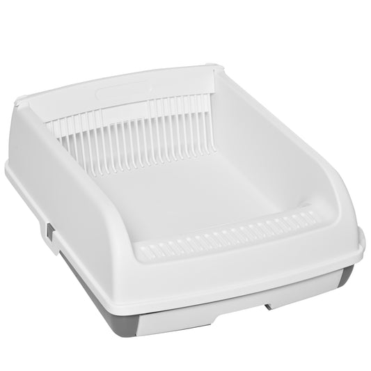 Pawhut Bandeja Higiénica Arenero Para Gatos Con Botón 62x46,5x19,5 Cm Blanco_0