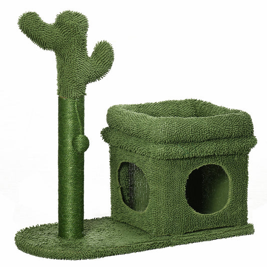 Pawhut Árbol Rascador De Cactus Para Gatos Altura Con Cama Caseta Poste Bola_0
