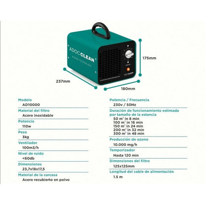 Purificador de aire generador de Ozono Dioco