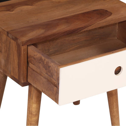 Mesita De Noche De Madera Maciza De Sheesham 45x30x45 Cm_2