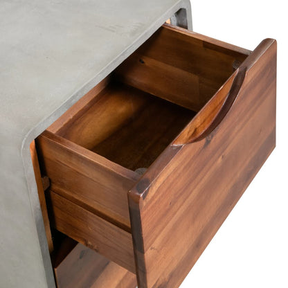 Mesita De Noche De Hormigón Y Madera Maciza Acacia 40x30x50 Cm_3